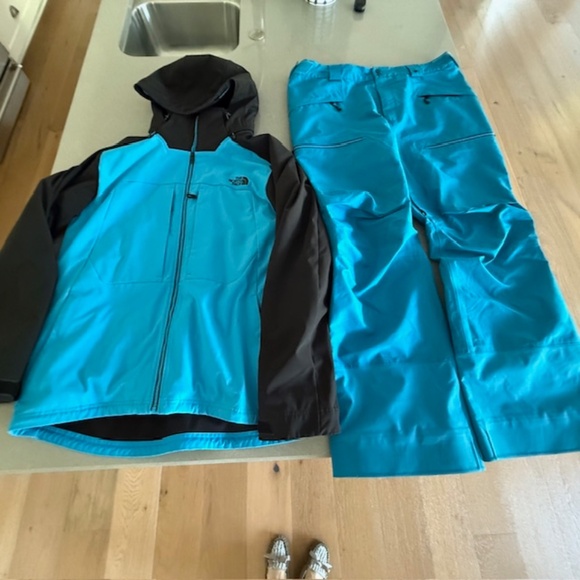 Men's The North Face Teal Ski Snow 2 Layer Hooded Jacket XL & Gore-tex Pants - Picture 1 of 16